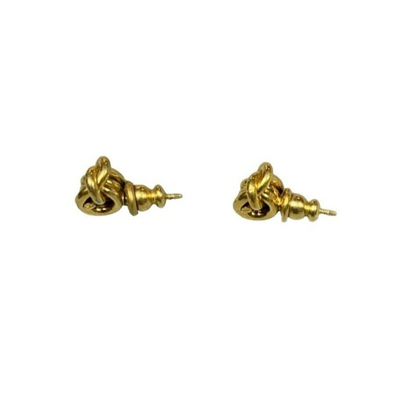 Vintage Knot Stud Pierced Earrings - Gold Tone - Picture 3 of 5